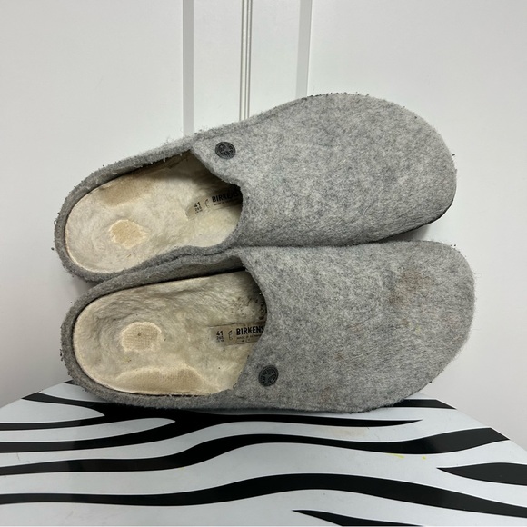 Birkenstock zermatt Grey Wool Clogs with Black Soles - Picture 6 of 7